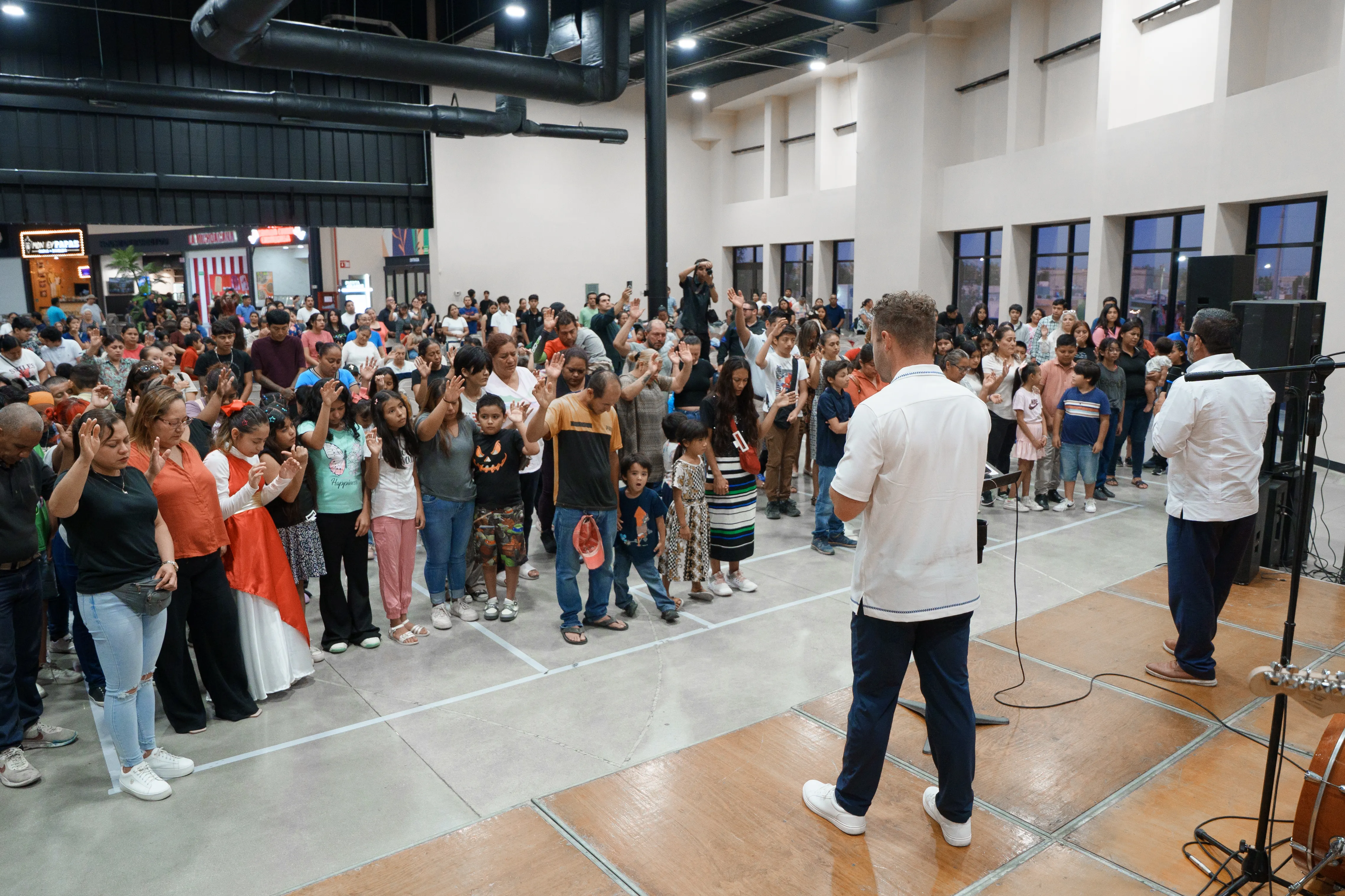 An altar call at a crusade in Reynosa, Mexico