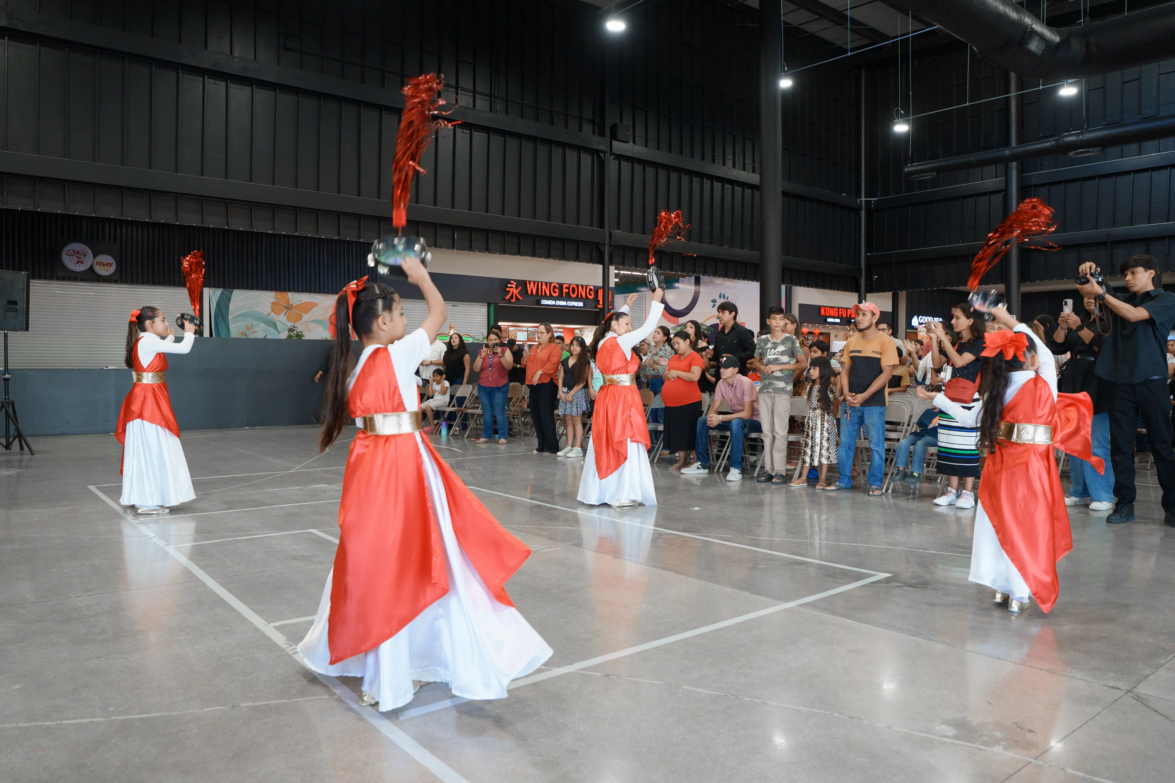 Tambourine dancers celebrating in worship
