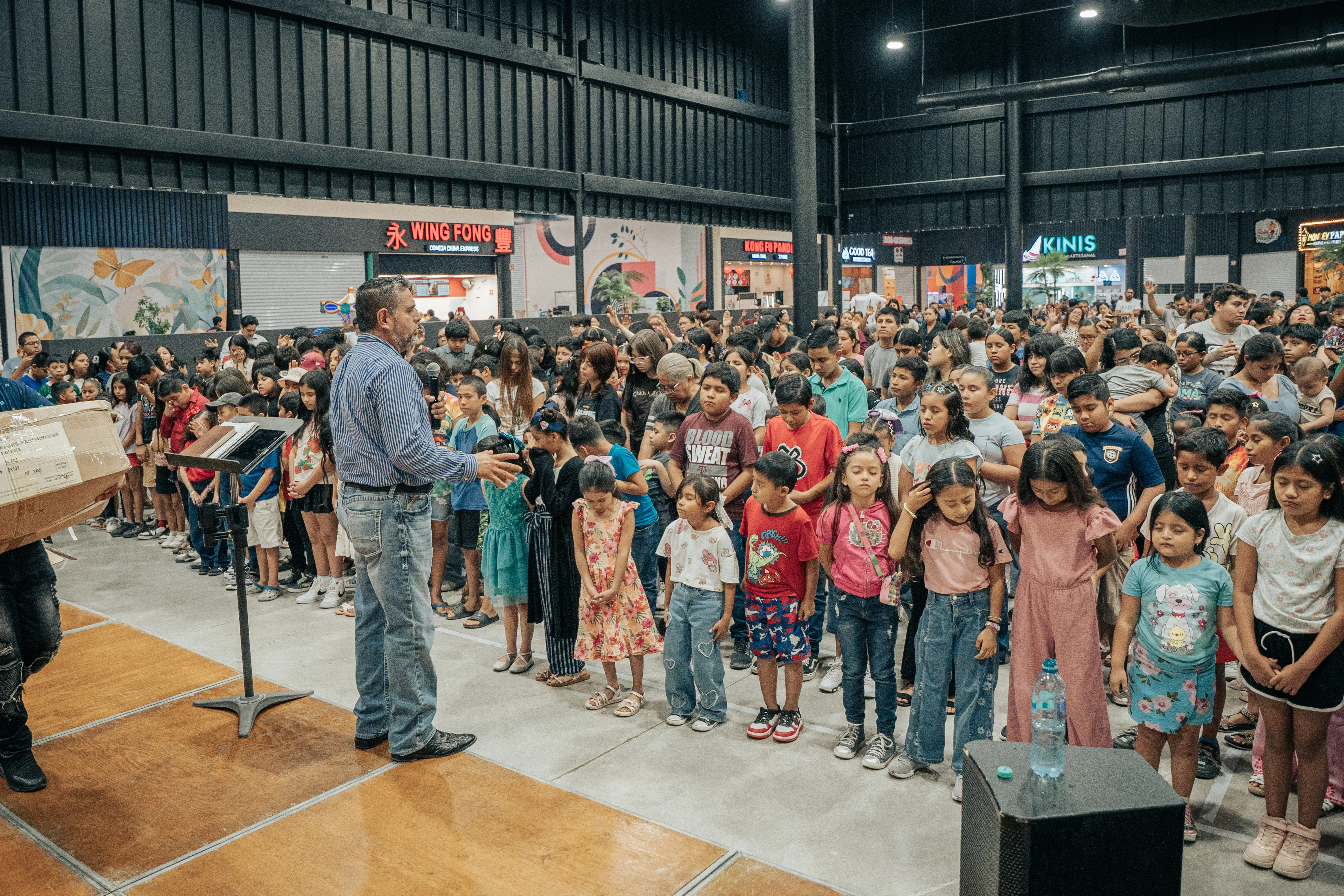 A packed venue during a revival meeting